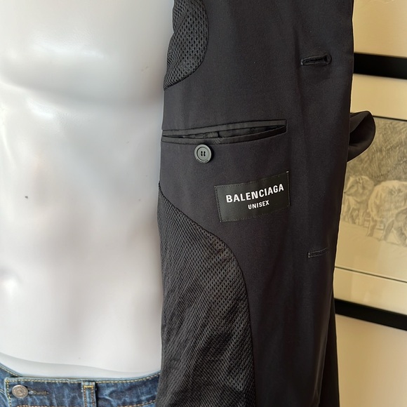 Balenciaga 2020 Signature Logo Overcoat Black sz42 - Picture 6 of 11